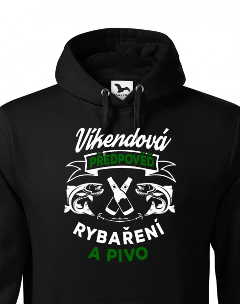 Pánská mikina pro rybáře Víkendová předpověď rybaření a pivo