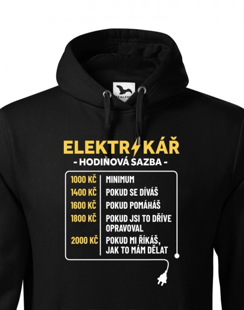Pánská mikina pro elektrikáře - Hodinová sazba