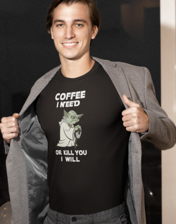 Pánské tričko - Yoda I need coffee
