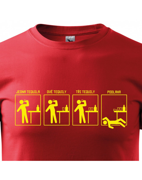 Pánské tričko s potiskem Jedna tequila, dvě, tři... podlaha