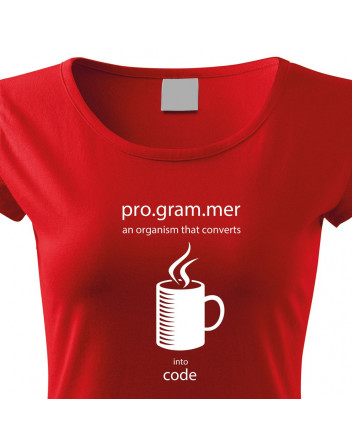 Dámské tričko pro programátorky Convert coffee in to code