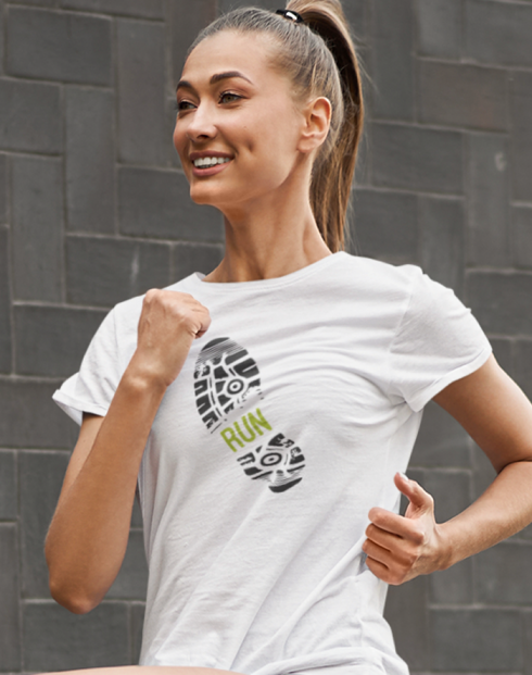 Dámské tričko - Stopa běžkyně