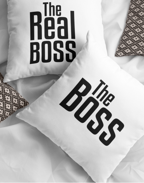 Párové polštáře The Boss a The Real Boss