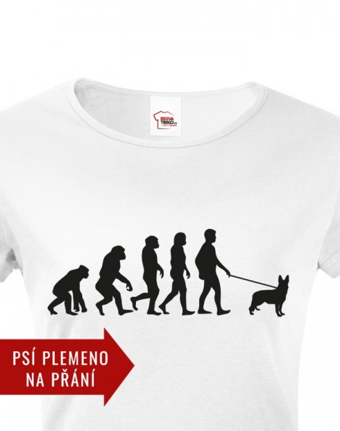 Dámske tričko Evoluce venčení psa